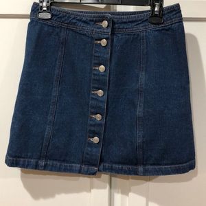 Denim button down skirt, 100% cotton.
